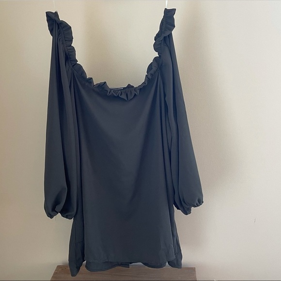 ASHLEY STEWART | Square Neck Flowy Blouse Shade Olive Night - Picture 6 of 7